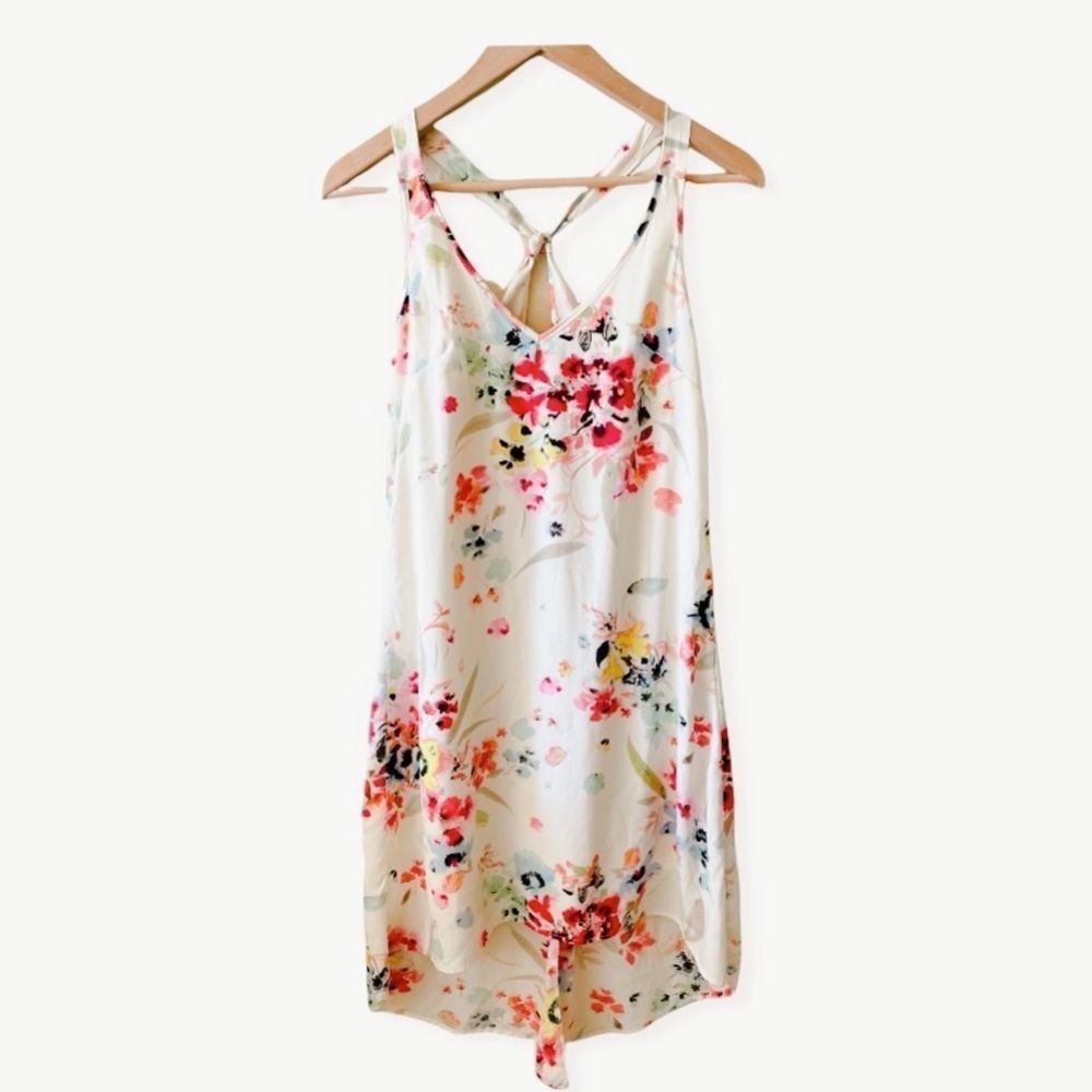 H& M Floral Print Cross-Back Womens Tunic  Dress SZ 2